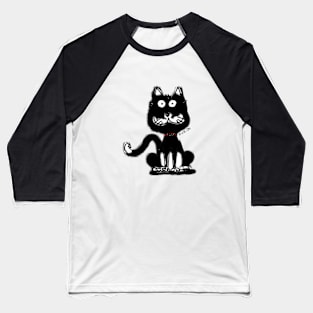 black cat doodle Baseball T-Shirt